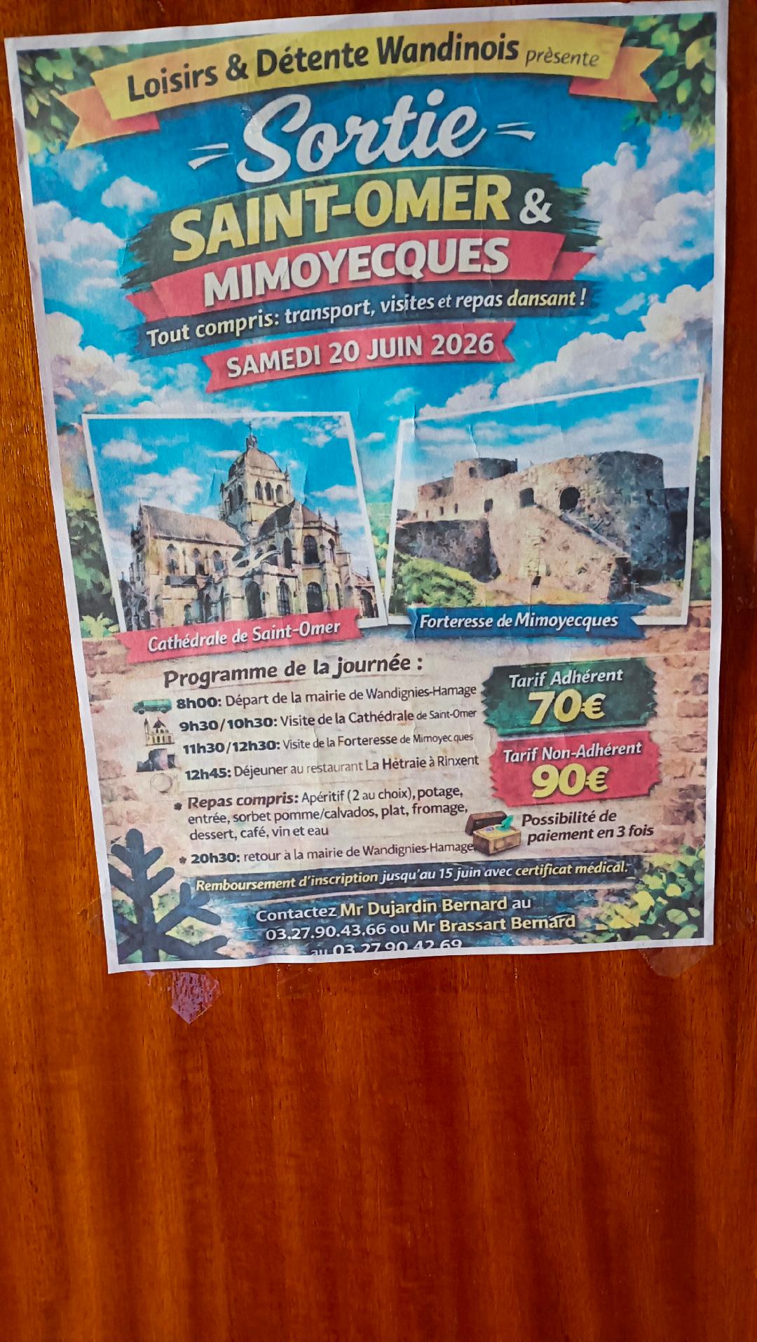 Wandignies-Hamage samedi 20juin 2026 sortie Saint-Omer