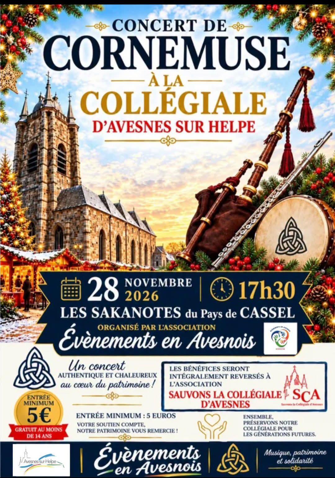Coll&eacute;giale Avesnes sur Helpe 28/11/2026 concert cornemuse